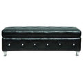Black Synthetic Leather Storage Bench R4965