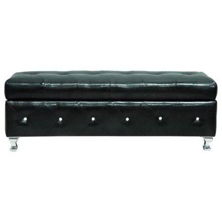 Black Synthetic Leather Storage Bench R4965