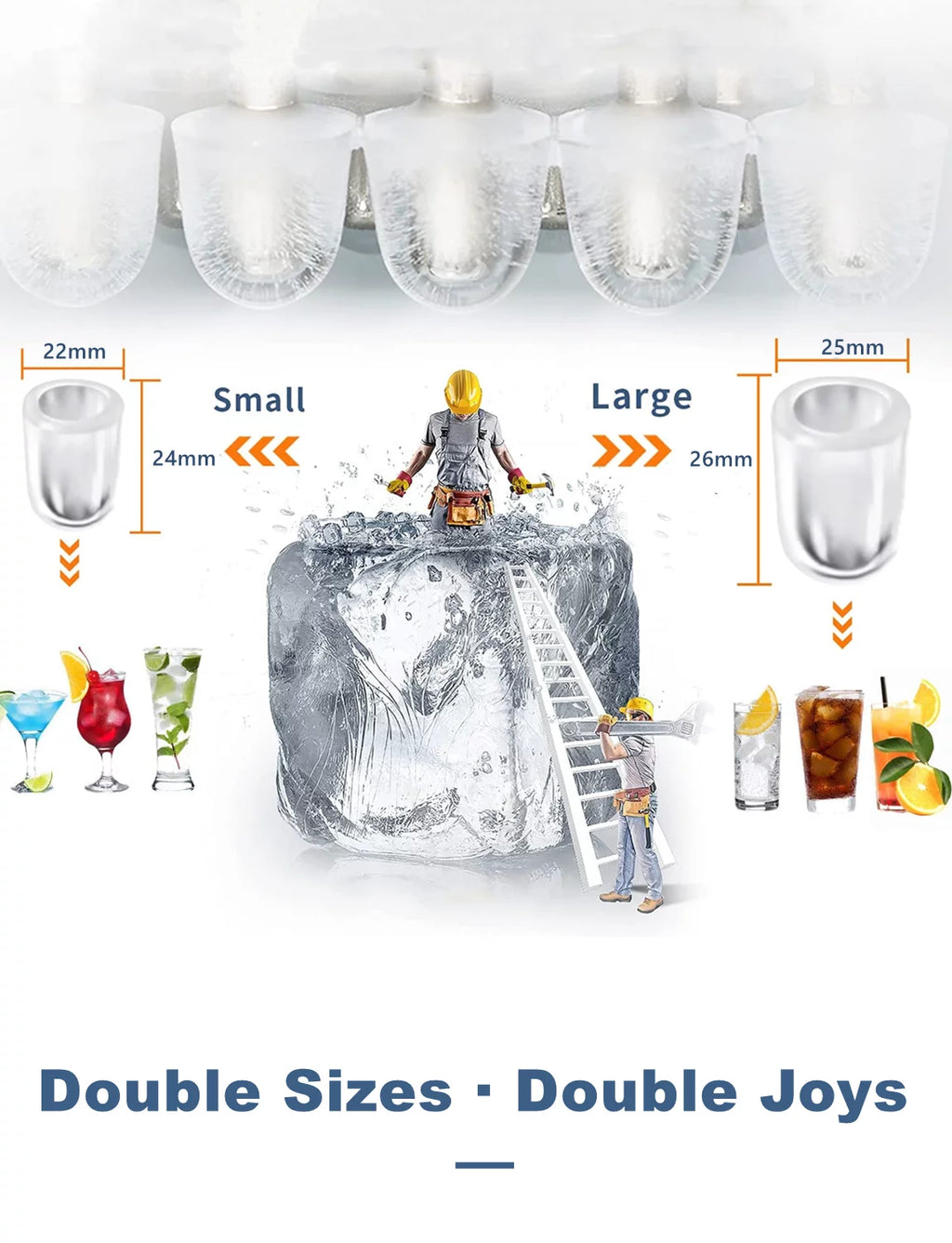 Countertop Ice Maker 2 Ice Sizes 28 lbs Self-Clean S61201
