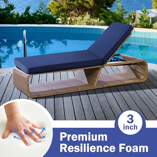 Waterproof Outdoor Chaise Lounge Cushion with Ties N457635