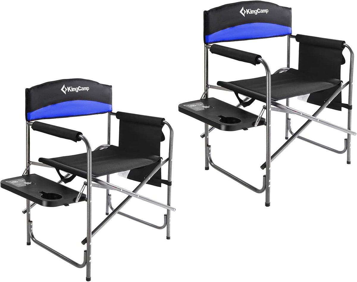 Heavy Duty Folding Camping Directors Chair with Side Table Storage Pockets B1446