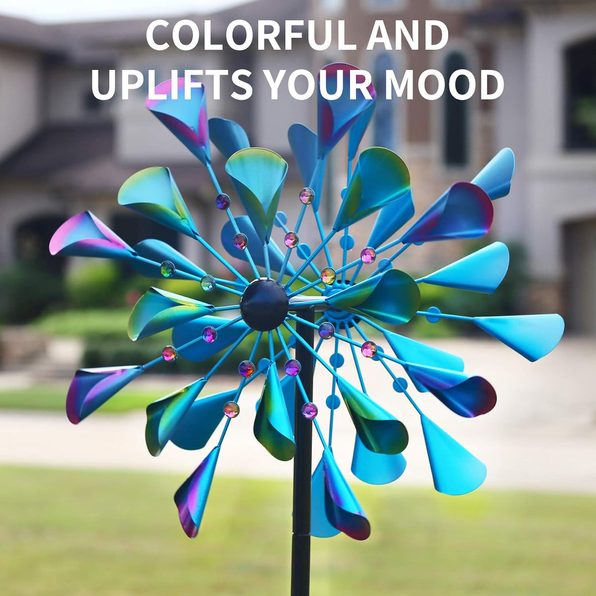 Kinetic Wind Spinners Outdoor Metal, 72 Inches Wind Catchers with Metal Stake L153062