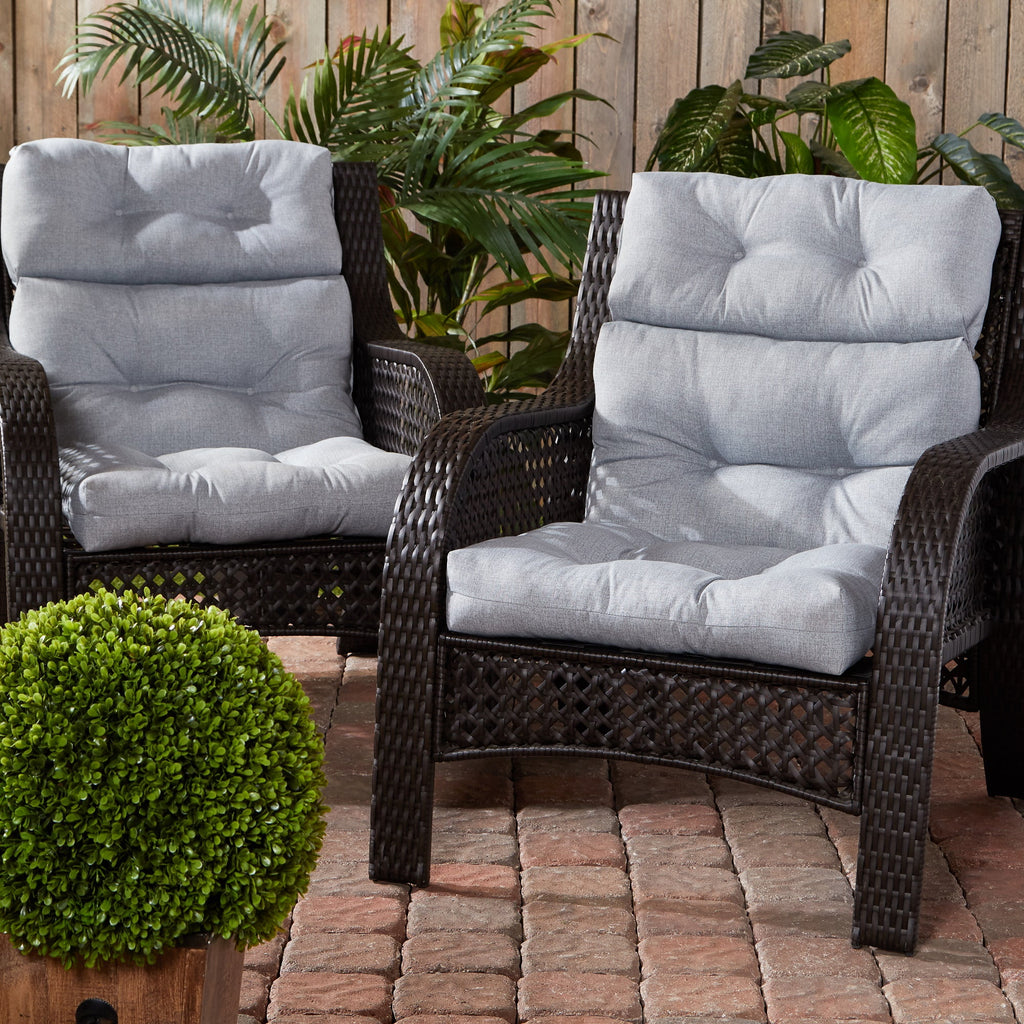 Heather Gray Outdoor High Back Chair Cushion Set of 2 S7883