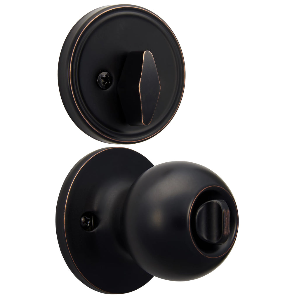 Antique Brass Ball Doorknob and Deadbolt Combo Pack U8116