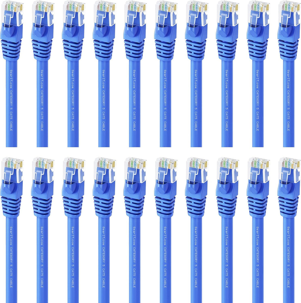 20-Pack Cat5e Ethernet Patch Cable 5 Feet Blue J8273