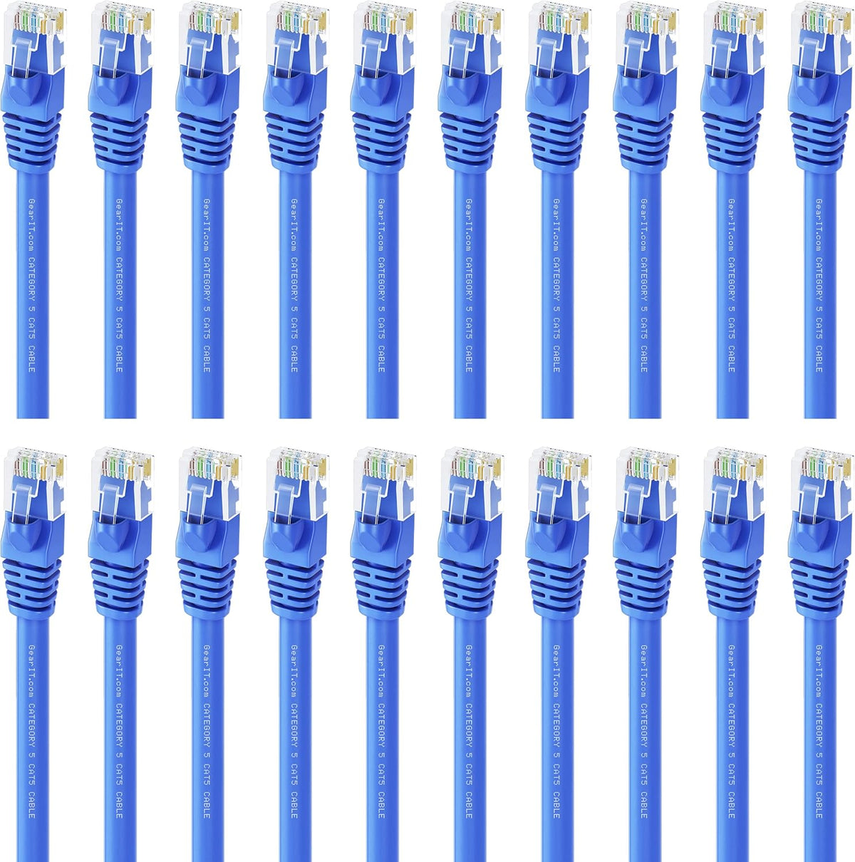 20-Pack Cat5e Ethernet Patch Cable 5 Feet Blue J8273