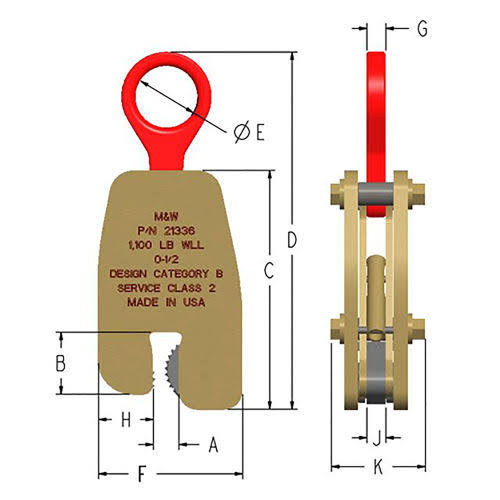 Vertical Plate Clamps Lifting Attachment 2200 lb. Capacity L58296