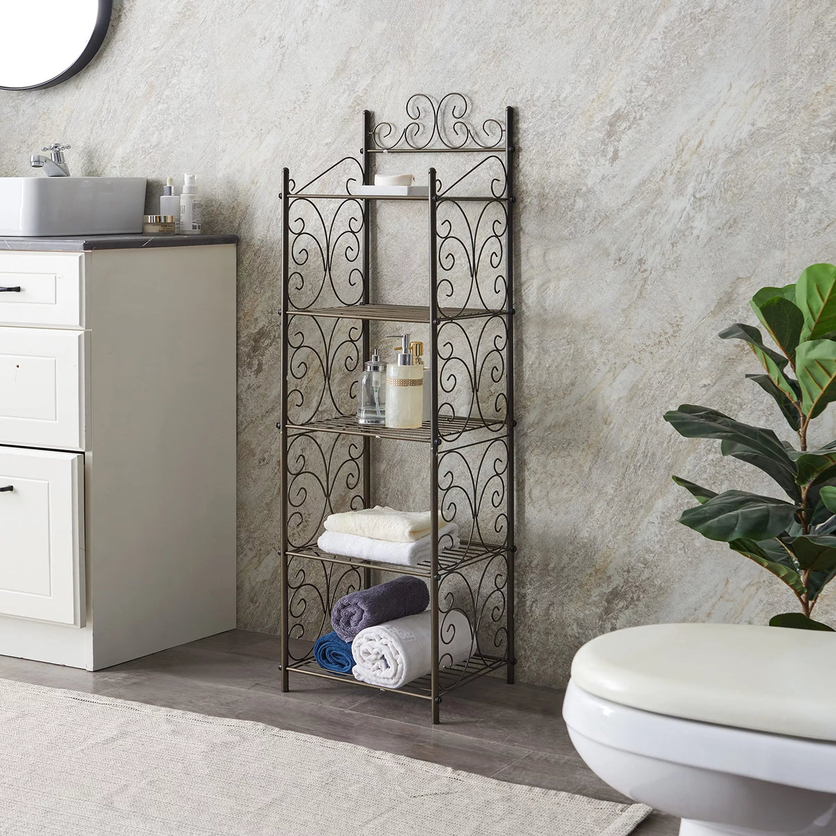 5 Tier Metal Kitchen Bathroom Storage Shelving Unit O318