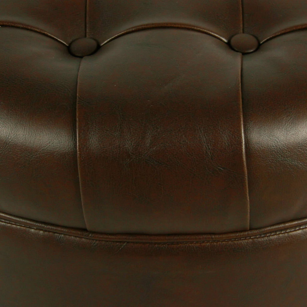 Brown Tufted Round Storage Ottoman D73040