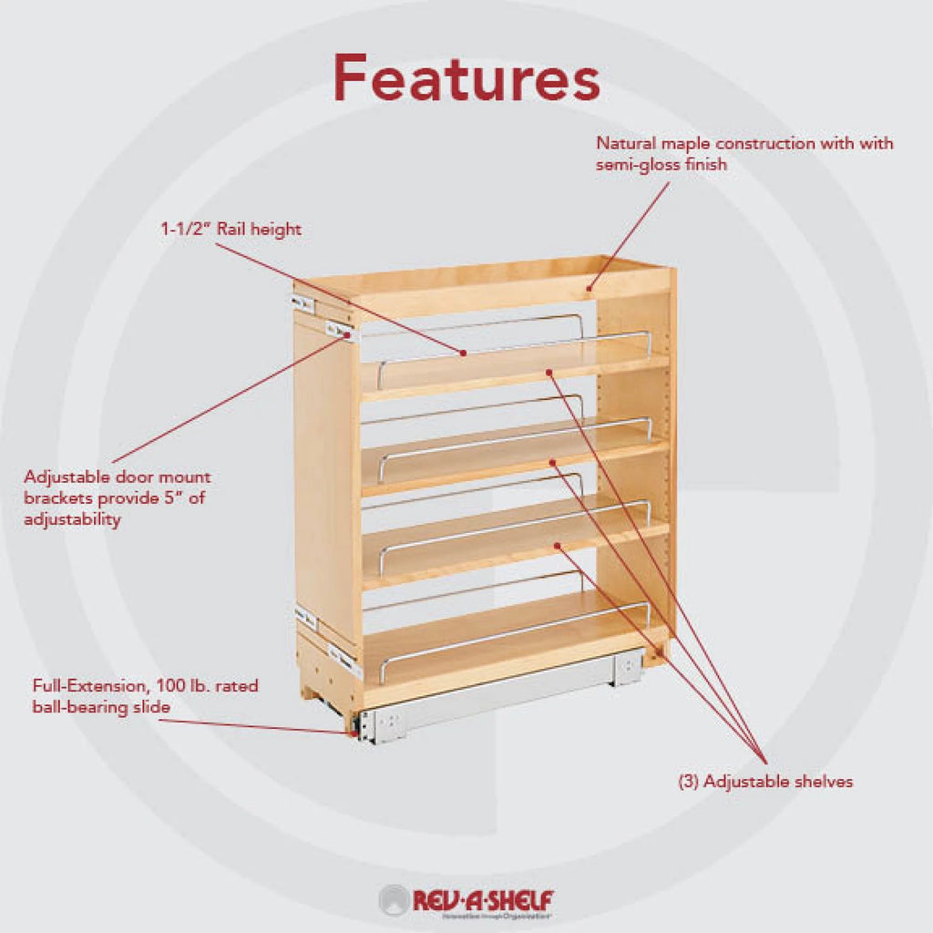 8 Inch Pull-Out Kitchen Cabinet Organizer Spice Rack T4522
