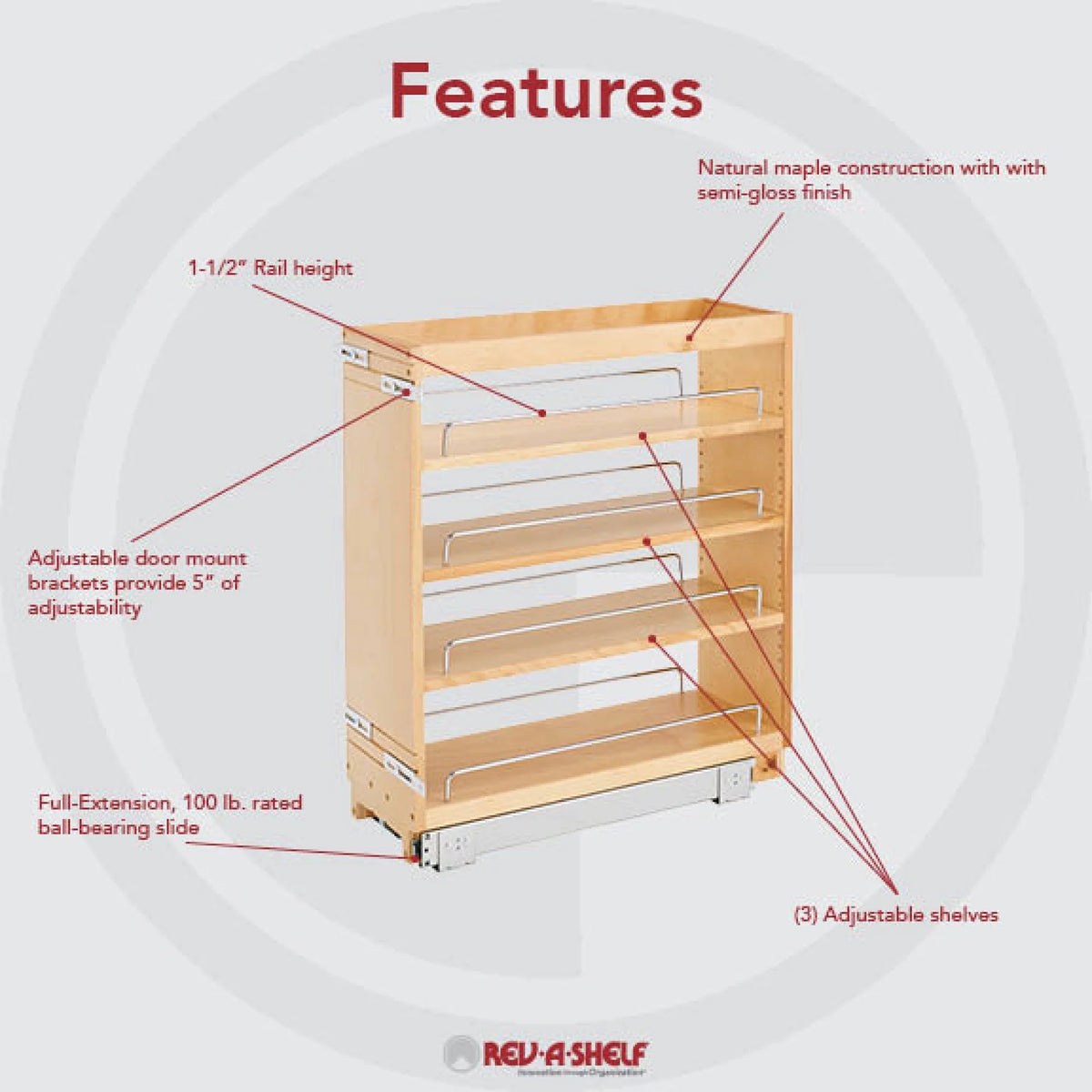 8 Inch Pull-Out Kitchen Cabinet Organizer Spice Rack T4522