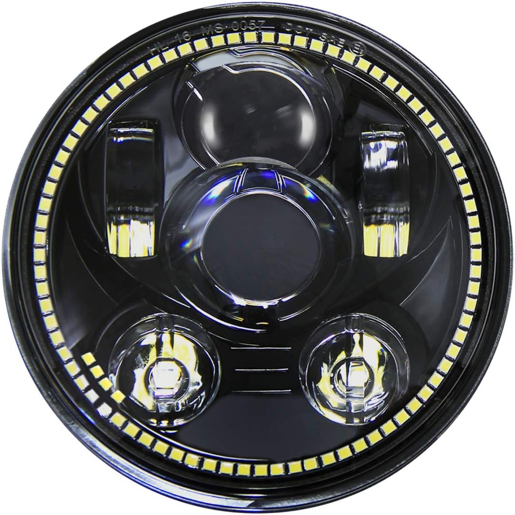 5.75 inch LED Headlight with Halo DRL Black Pack of 2 Z137