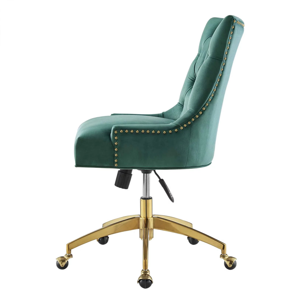 Velvet Gold Teal Blue Tufted Chair W515
