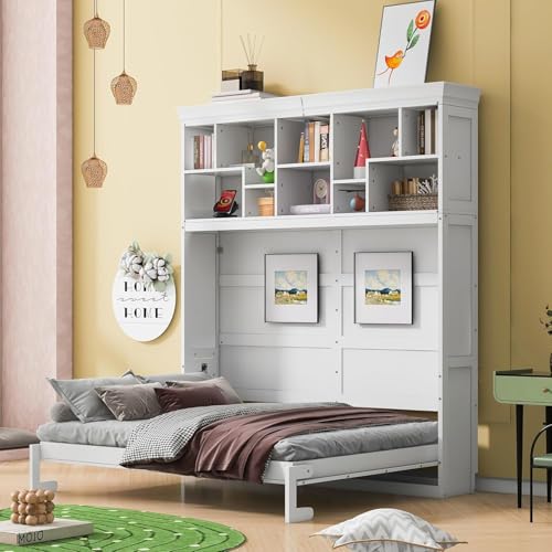 Queen Grey Wood Murphy Bed with Storage R41000