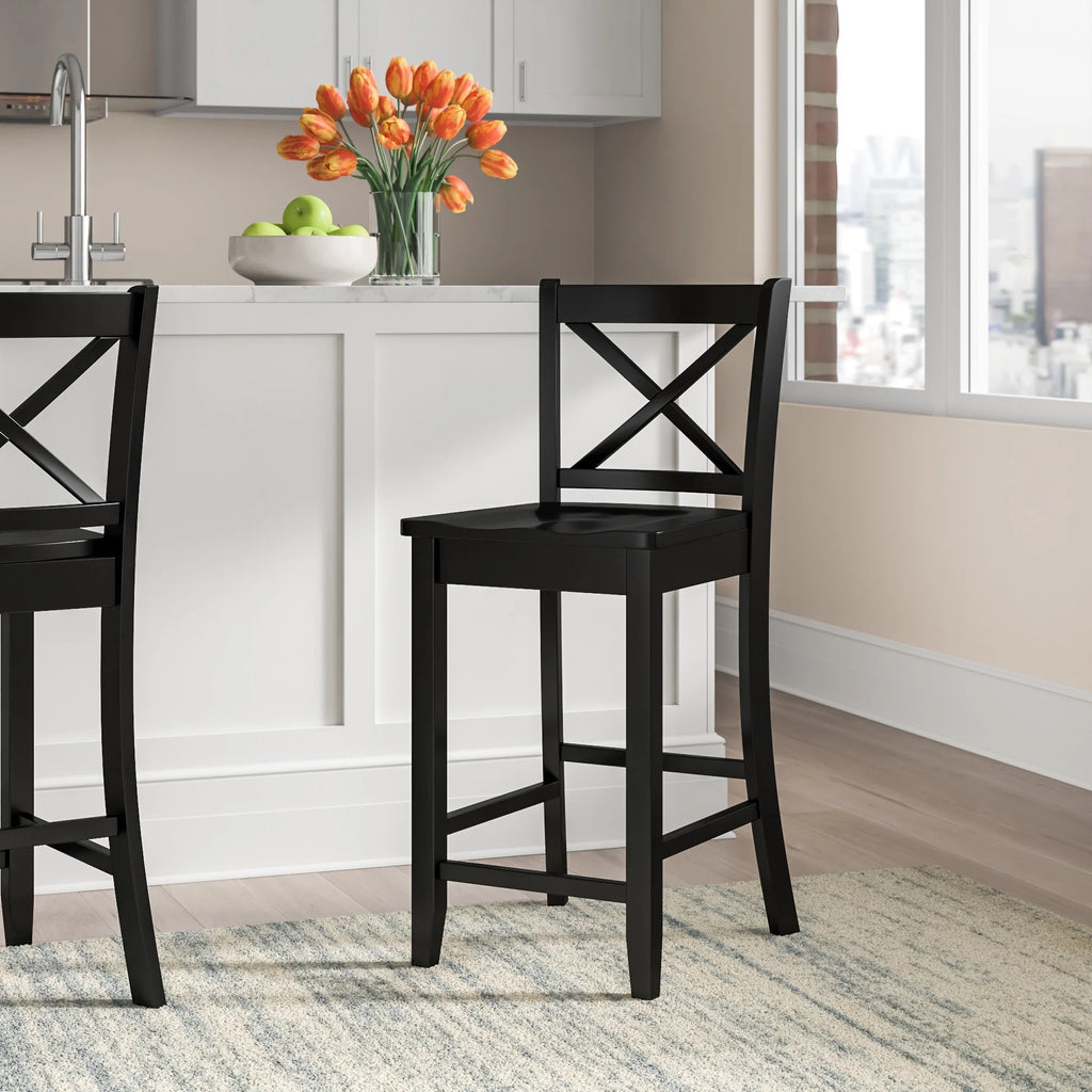 Black Wood 24-Inch Counter Stool S457