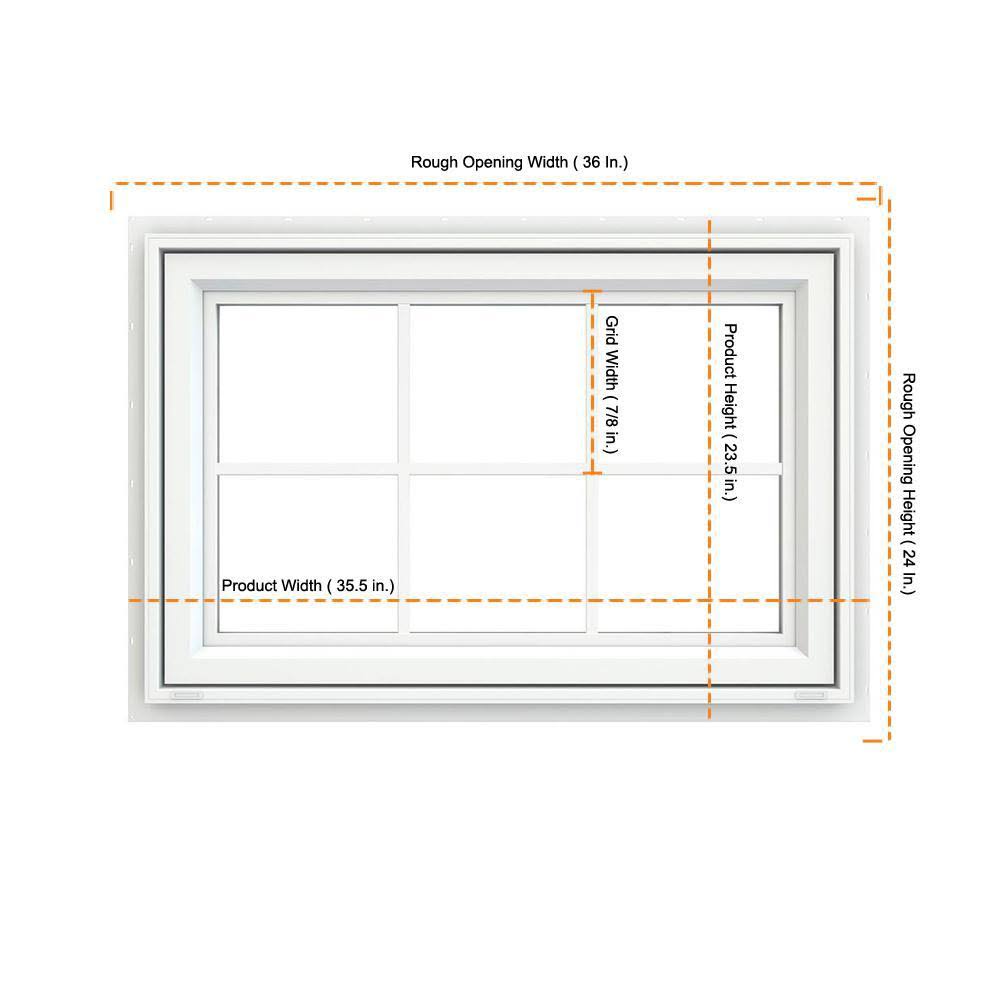 White Vinyl Awning Window with Colonial Grids U249