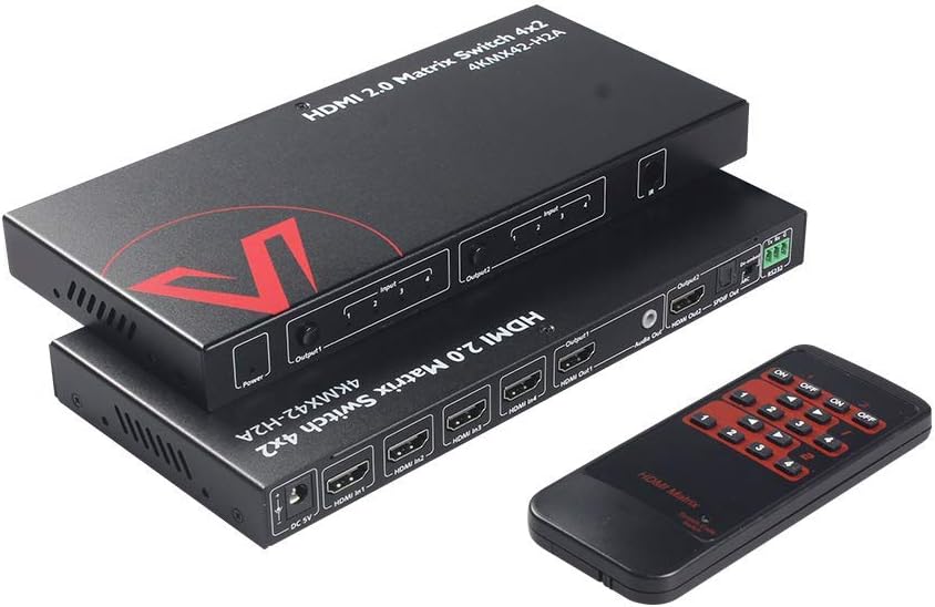 HDMI 2.0 Matrix Switch 4x2 4K@60Hz HDR ARC HDCP 2.2 18Gbps V1471