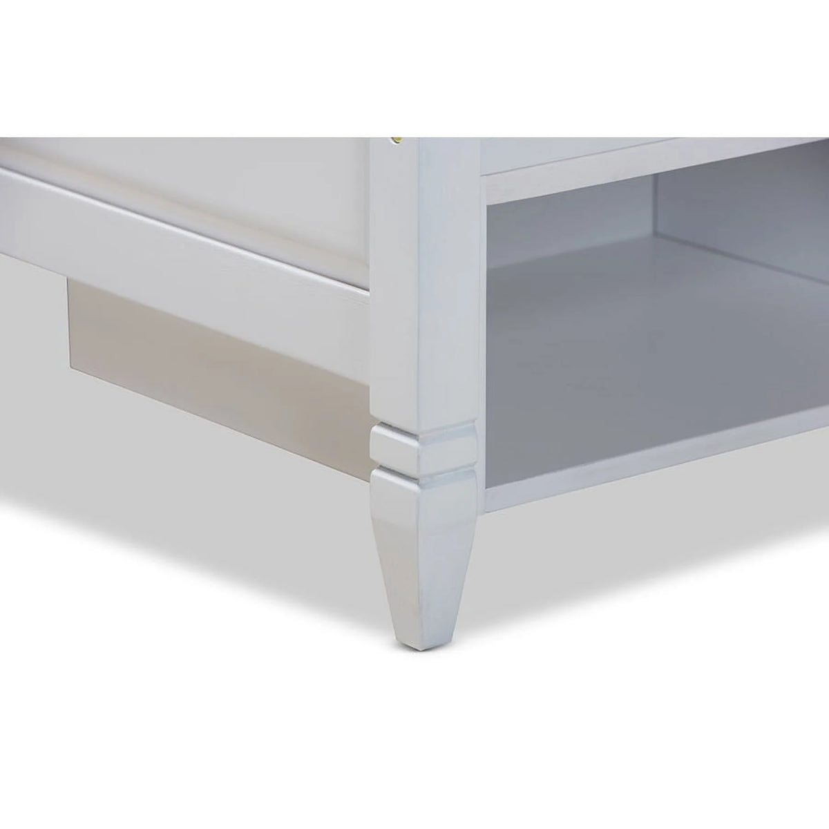 White Wood Twin Size Storage Platform Bed O11984