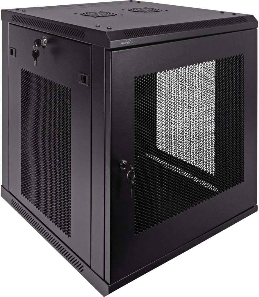 12U Wallmount Cabinet Enclosure 19-Inch Server Network Rack with Locking Perforated Door Black V281089