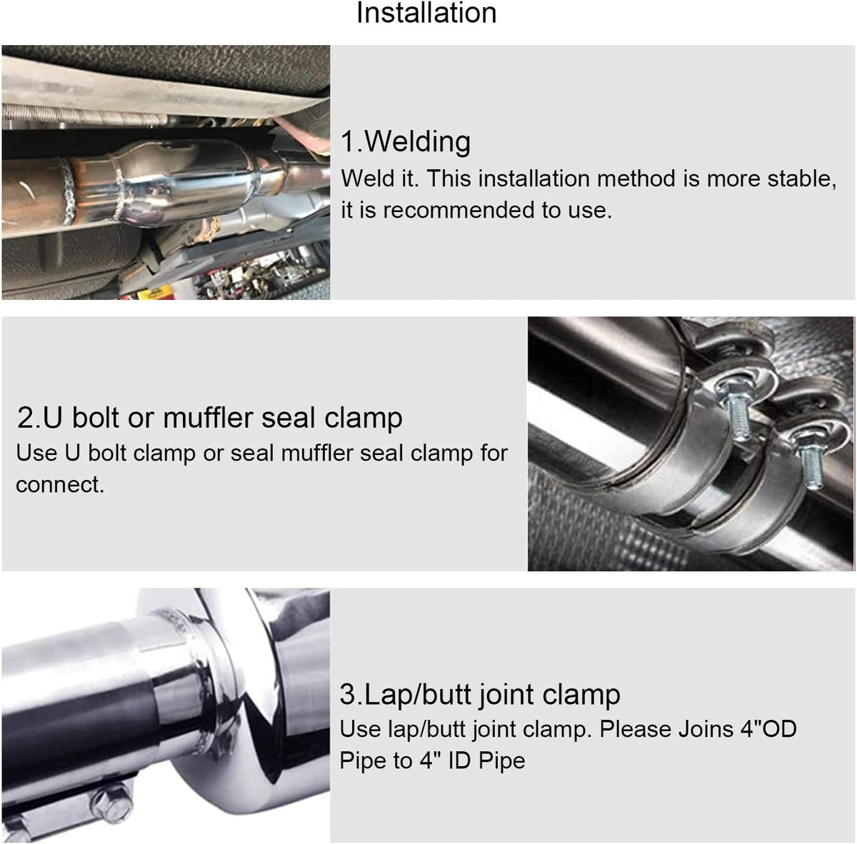 4 Inlet/Outlet Exhaust Muffler Stainless Steel Straight Through Pack of 2 U660471