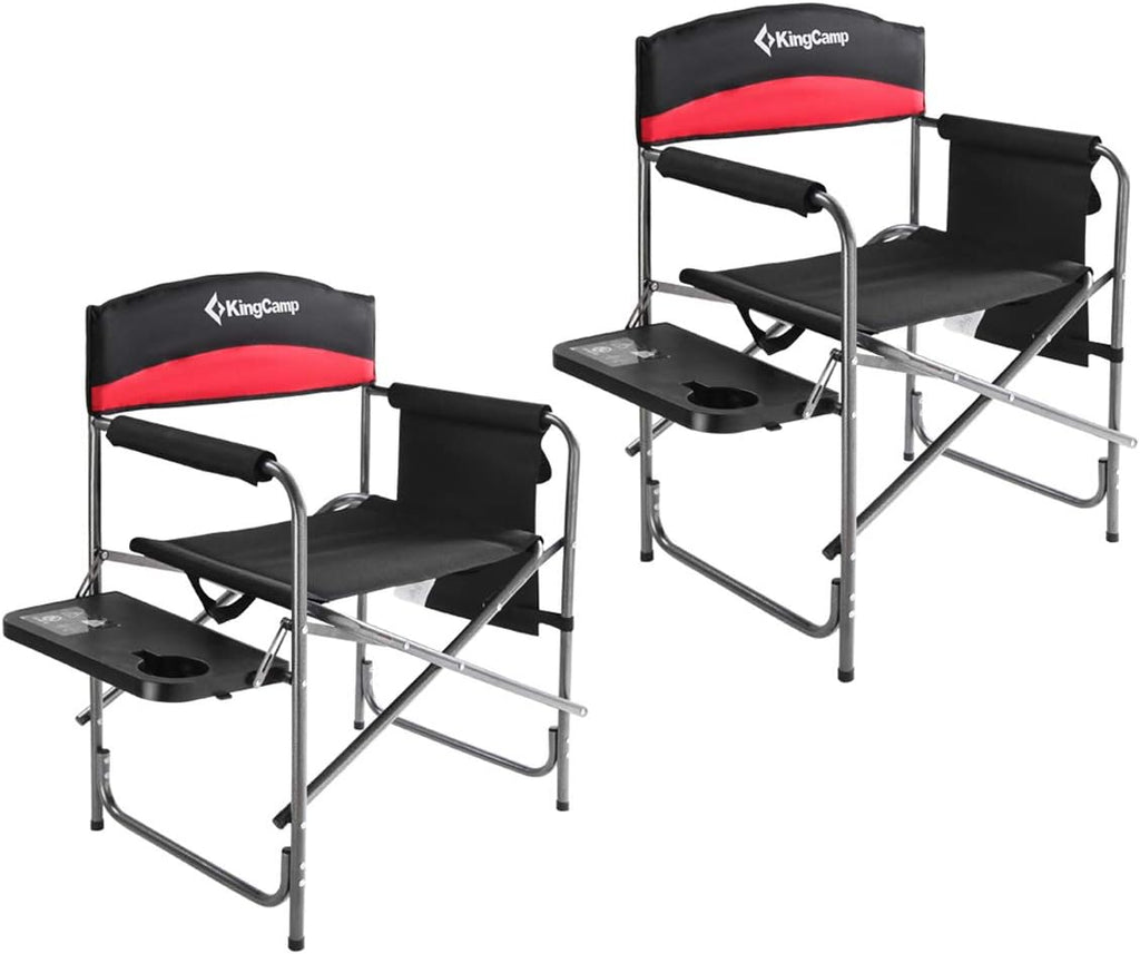 Heavy Duty Folding Camping Directors Chair with Side Table Storage Pockets B1446
