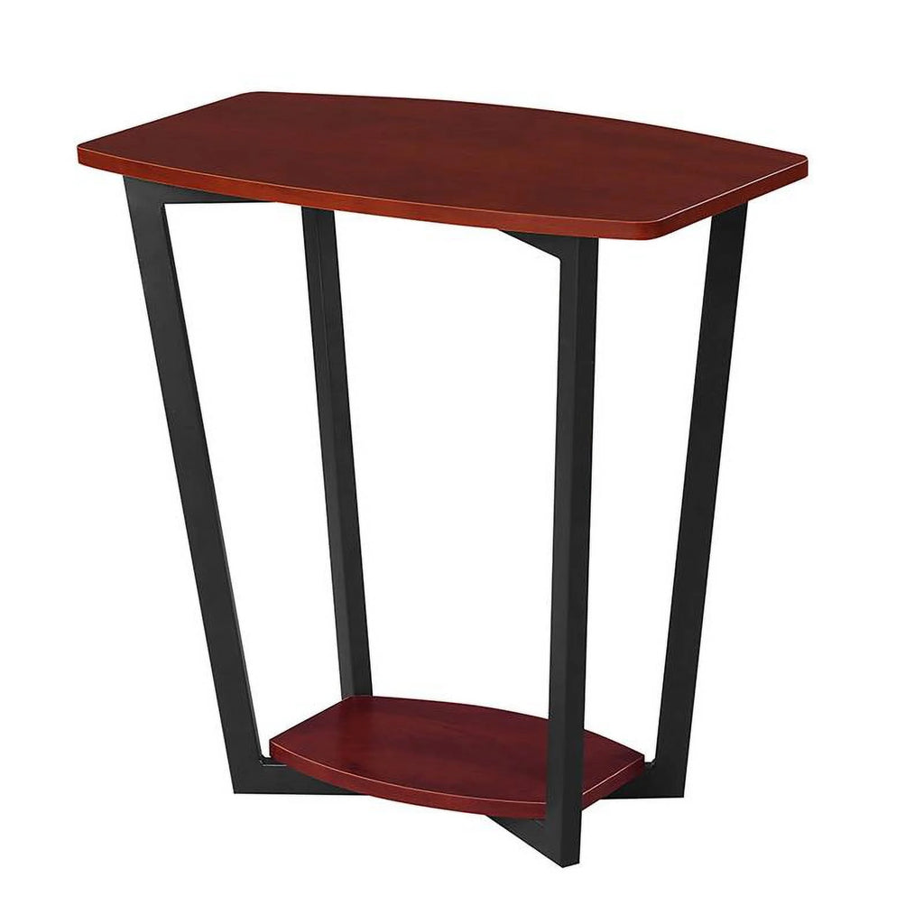 Cherry Wood and Black Metal End Table B33457