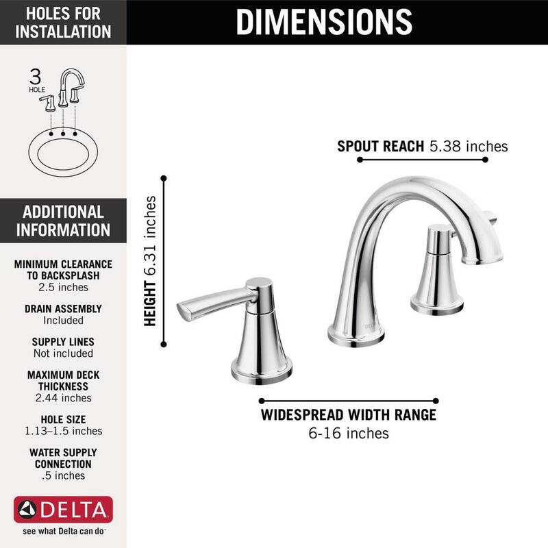 8 in. Widespread Double Handle Bathroom Faucet Polished Chrome Q888