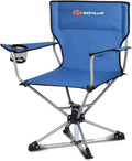 Blue Foldable Swivel Camping Chair with Cup Holder & Carrying Bag M18439