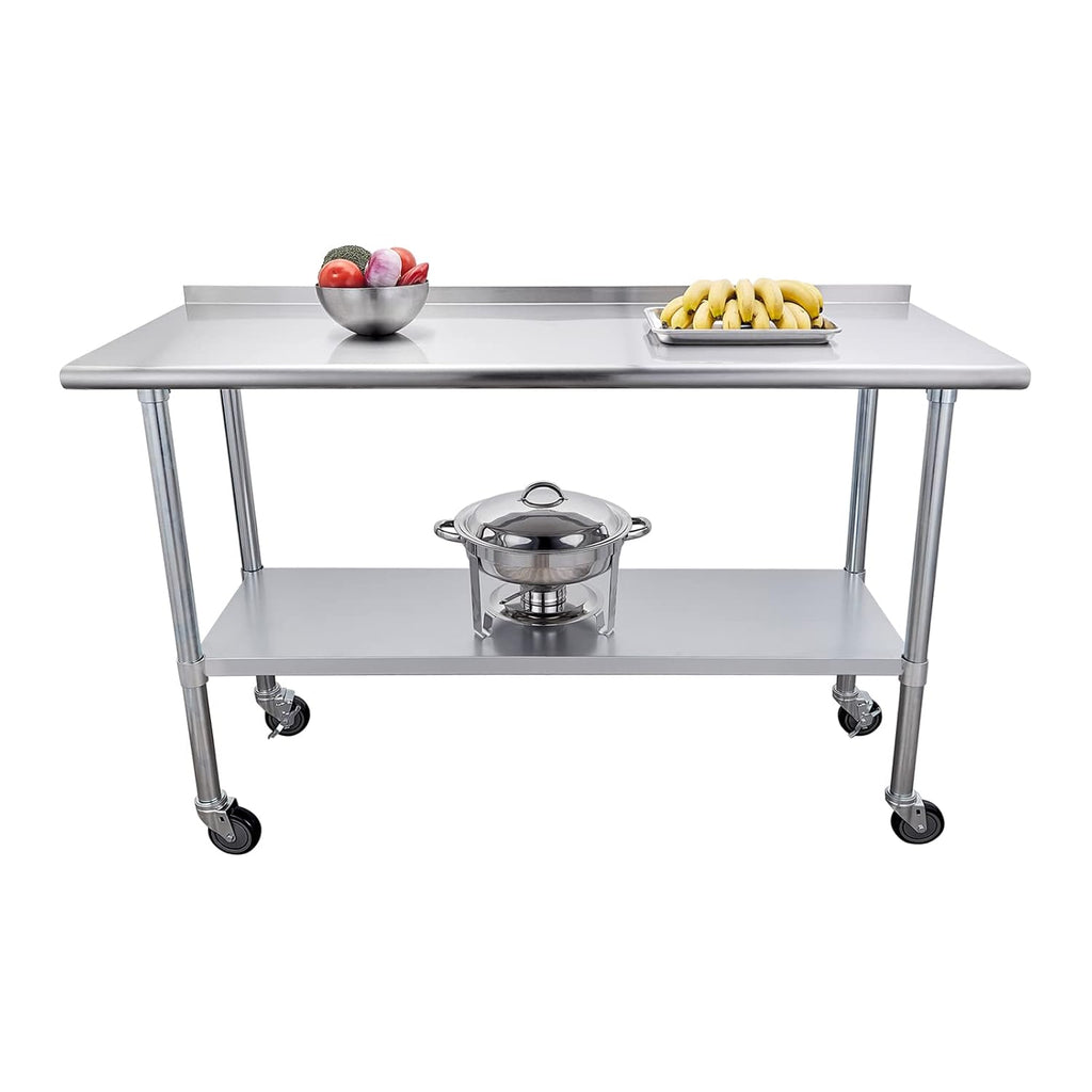 Stainless Steel Table 24 x 60 Inches with Caster Wheels and Undershelf P187