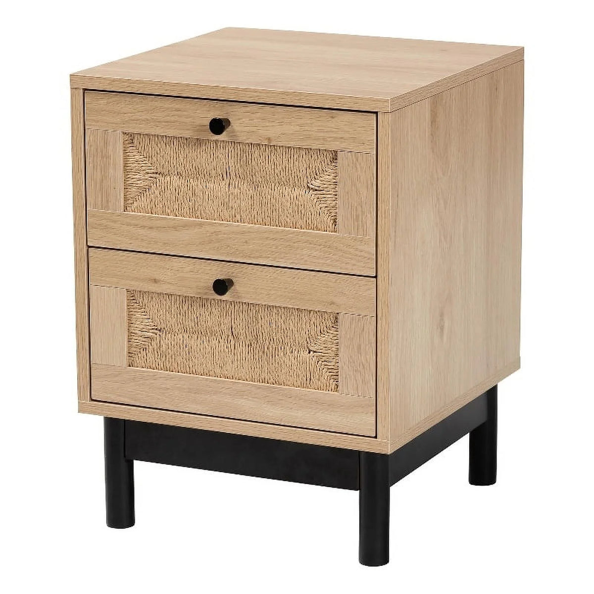 2-Drawer Mid-Century Wood End Table V376