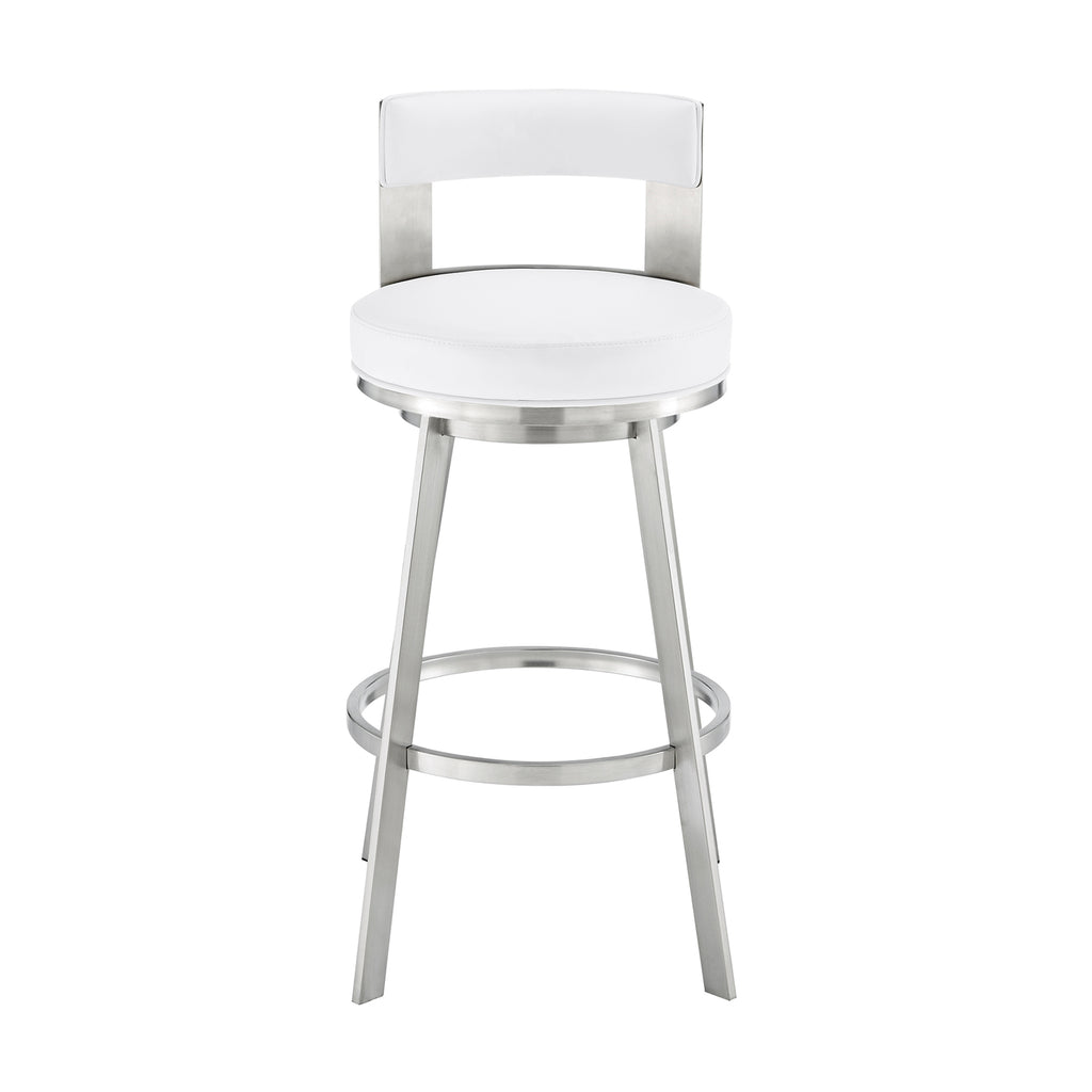 Swivel Faux Leather/Metal Counter Stool in Black/Chrome V937