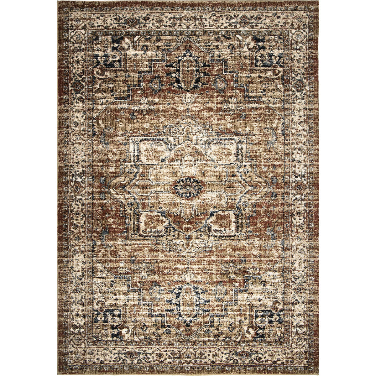 Rust Floral Area Rug O30283