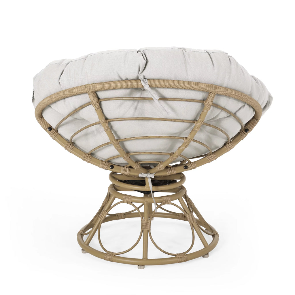 Papasan Swivel Chair Cushion Light Brown and Beige X81903
