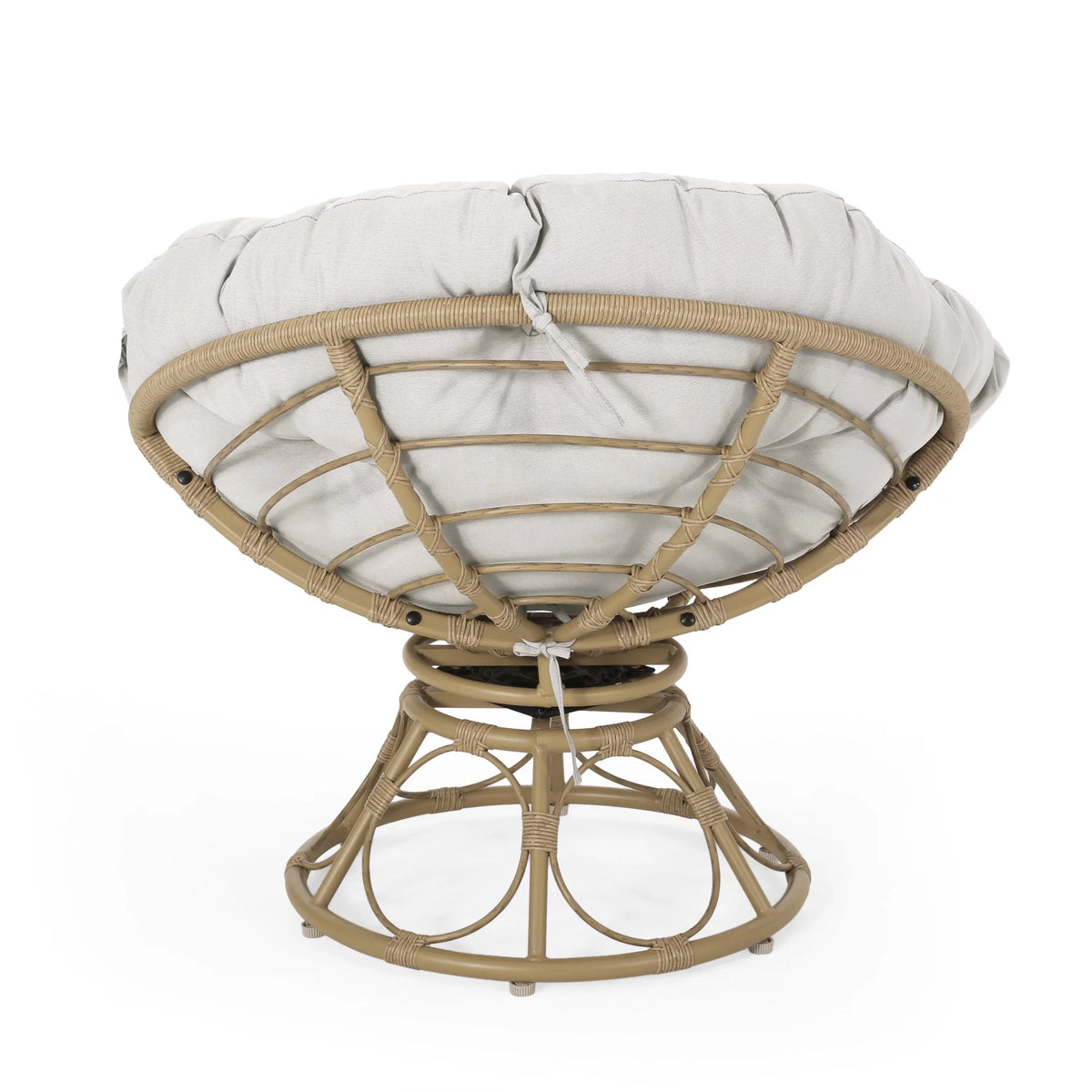 Papasan Swivel Chair Cushion Light Brown and Beige X81903