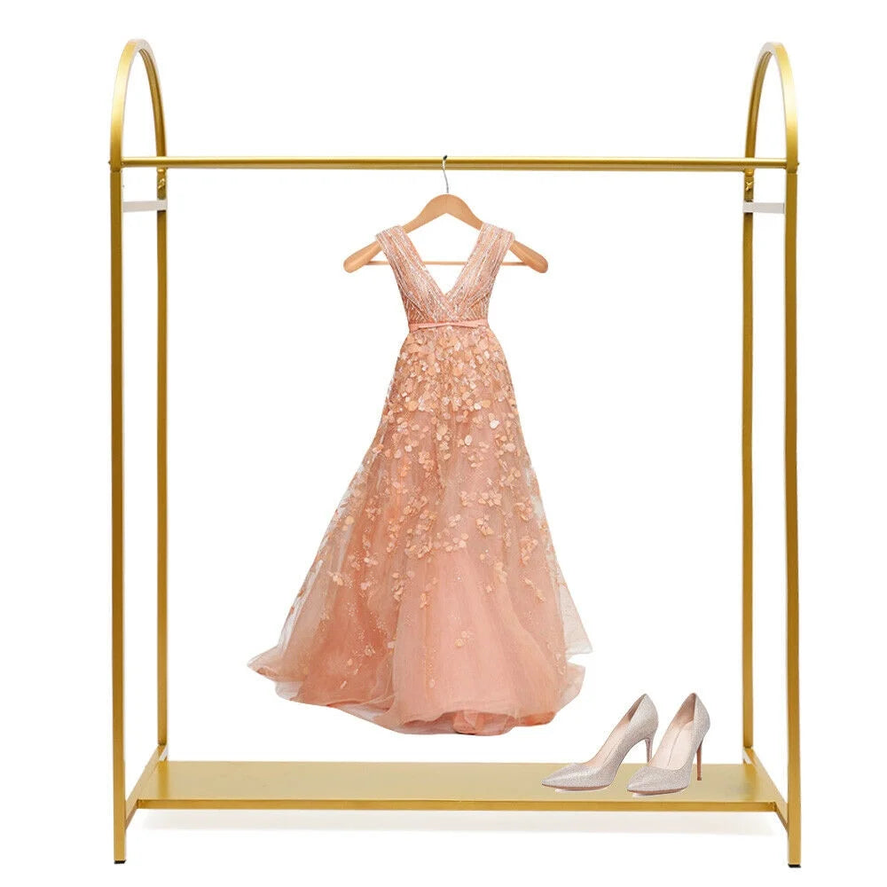 Gold Garment Rack with Iron Board Arched Stand Floor Hanger Storage Rack 1.5m Height O72635