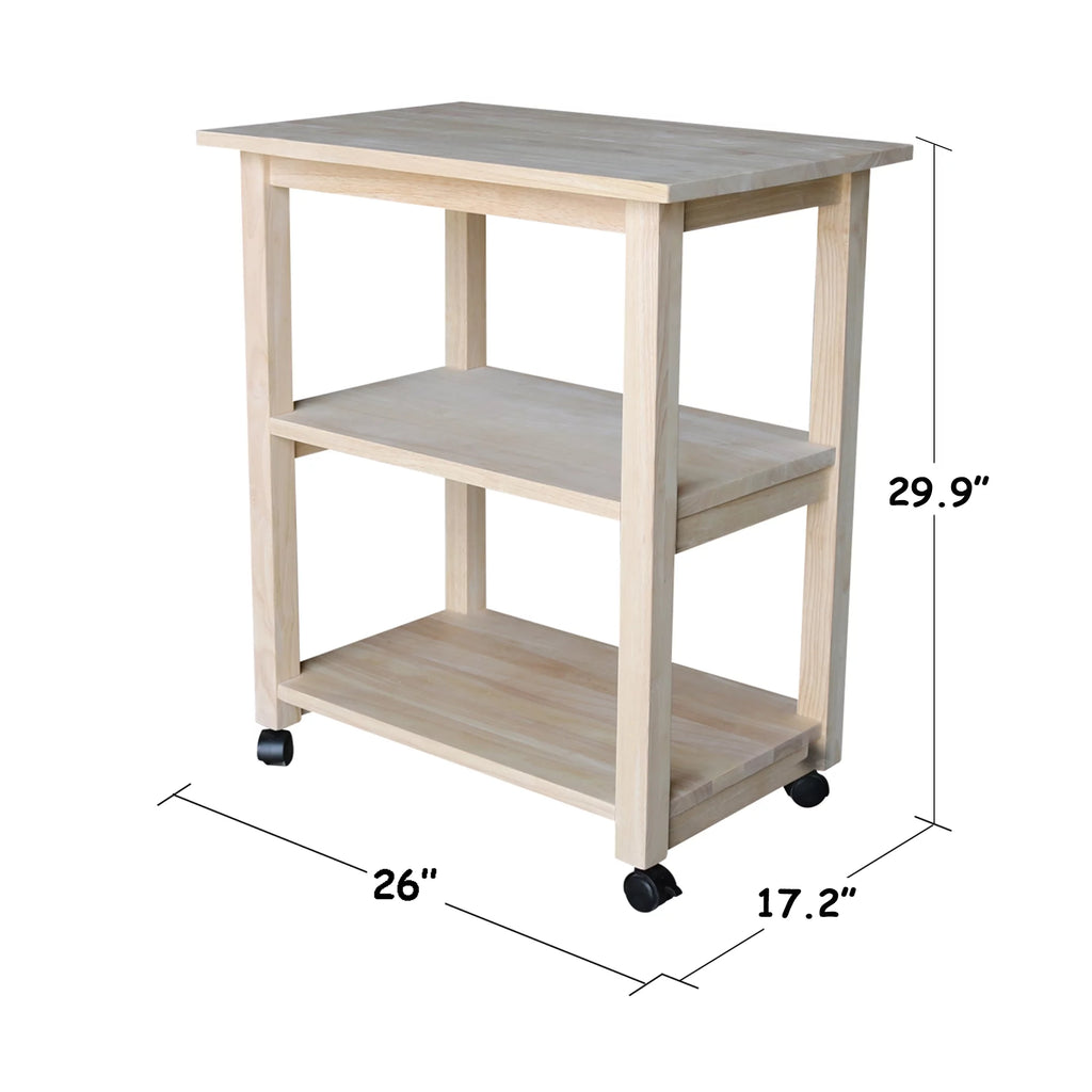 Unfinished Wood Microwave Kitchen Cart K2827