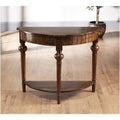 Half Round Console with Shelf Pecan Y69586