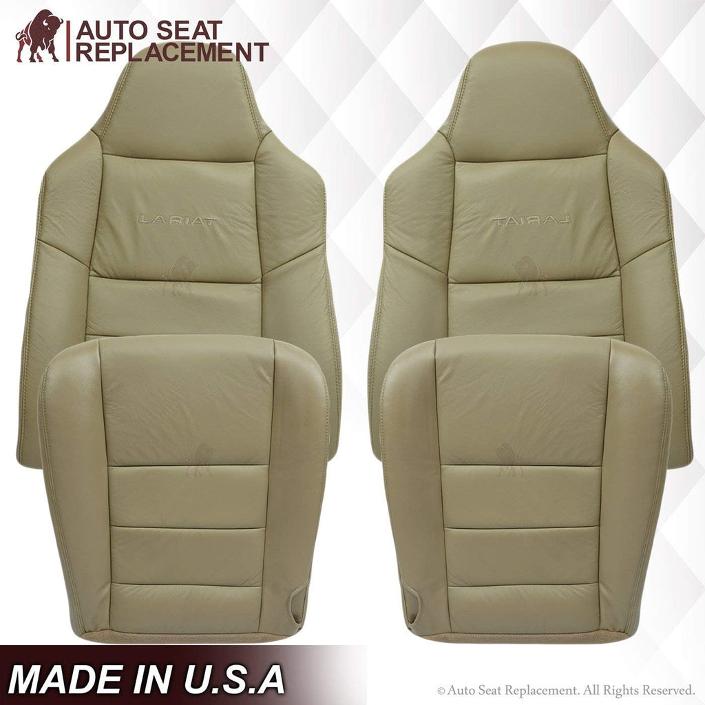 Leather Seat Cover for Ford F250 F350 in Medium Parchment Tan Driver & Passenger N328