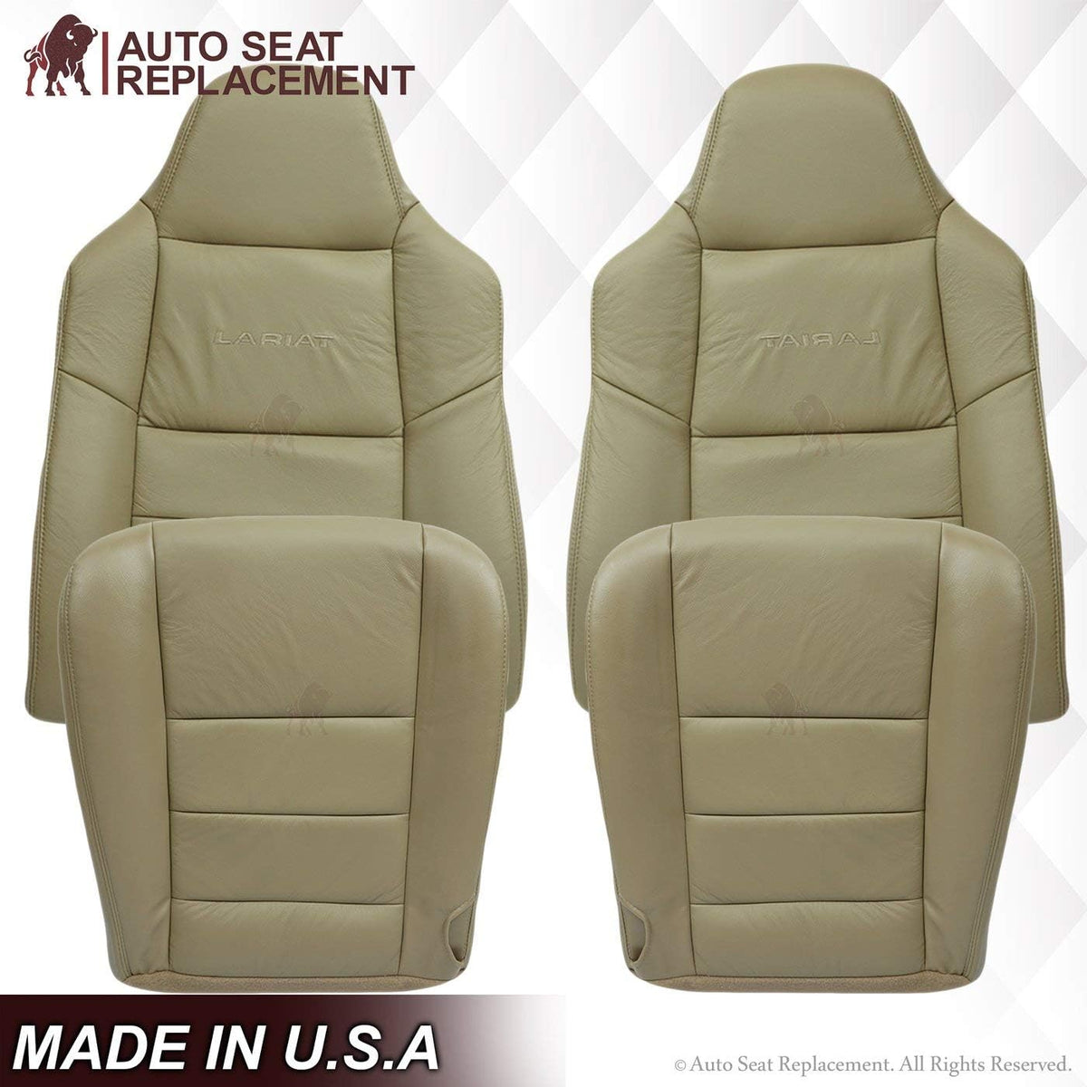Leather Seat Cover for Ford F250 F350 in Medium Parchment Tan Driver & Passenger N328