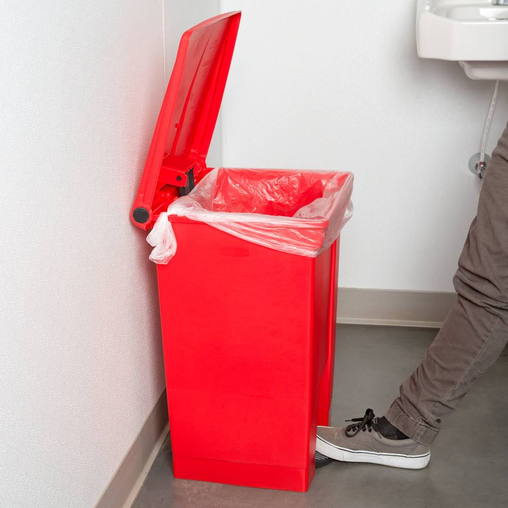 Red 12 gal Polyethylene Trash Can with Foot Pedal T97145