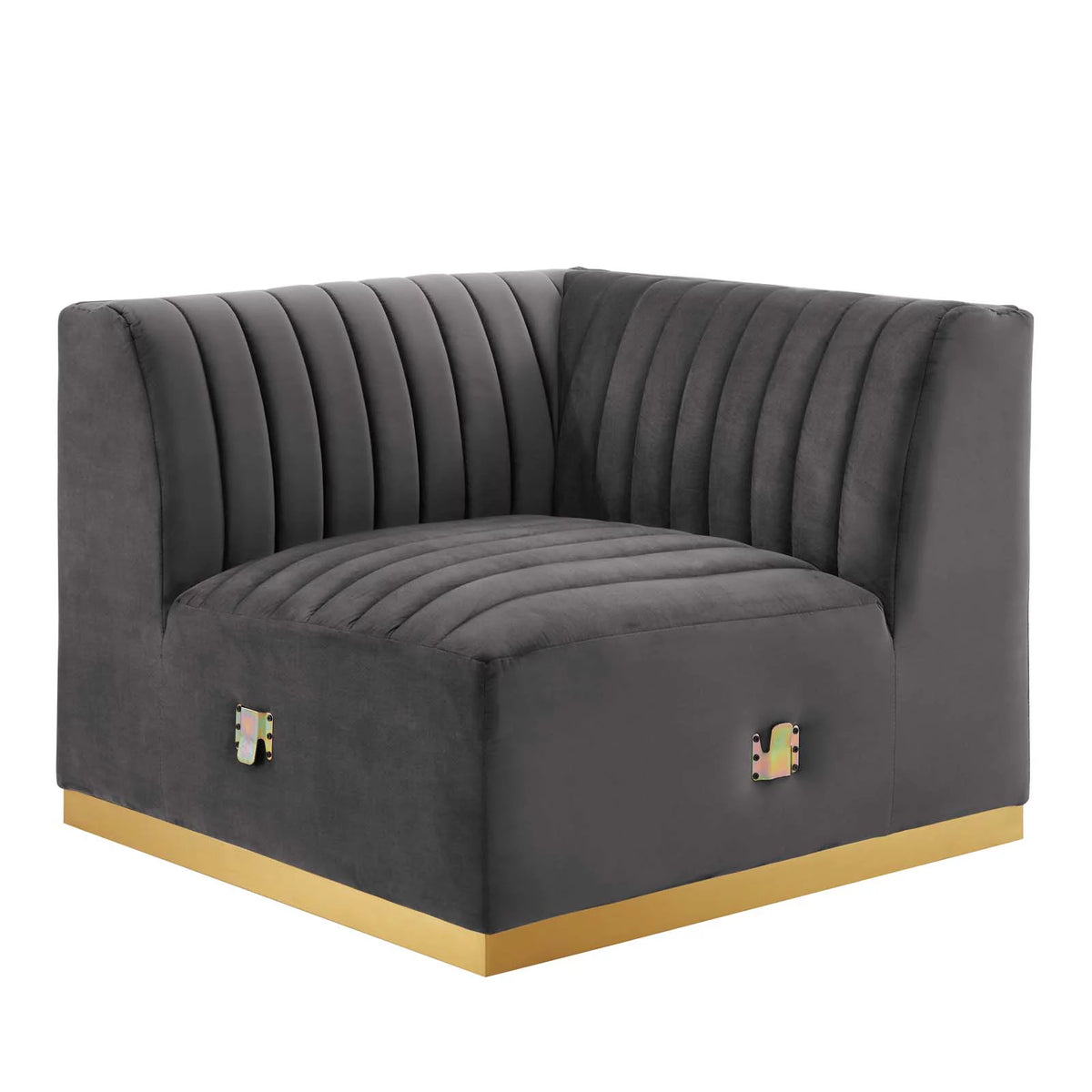 Gold Gray Velvet 4-Piece Sectional G294