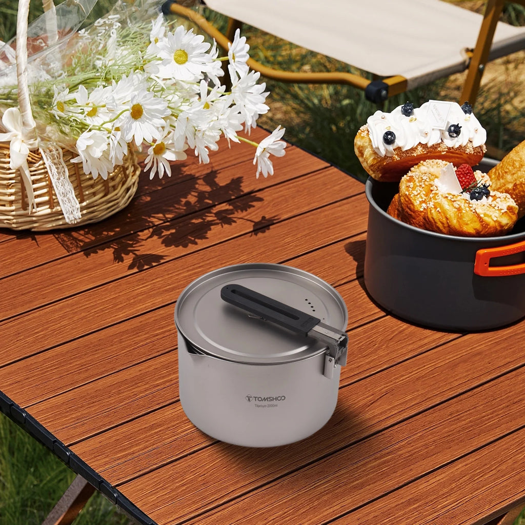 Camping Soup Pot with Lid, 2L Portable Cooking Stock Pot Z5641