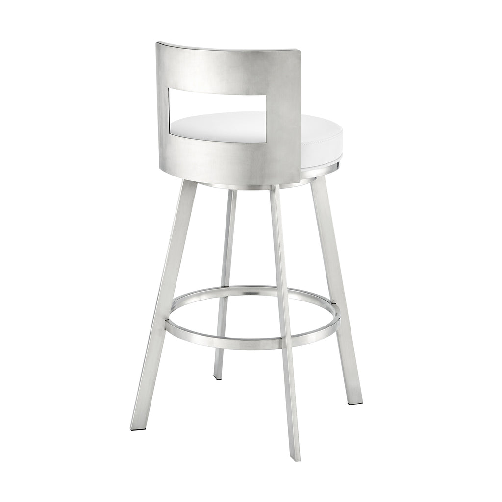 Swivel Faux Leather/Metal Counter Stool in Black/Chrome V937
