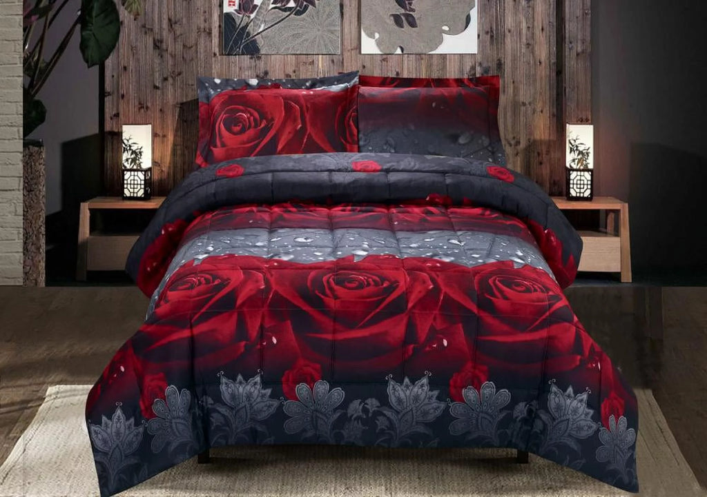 3D Rose Print Comforter Set King Size G353