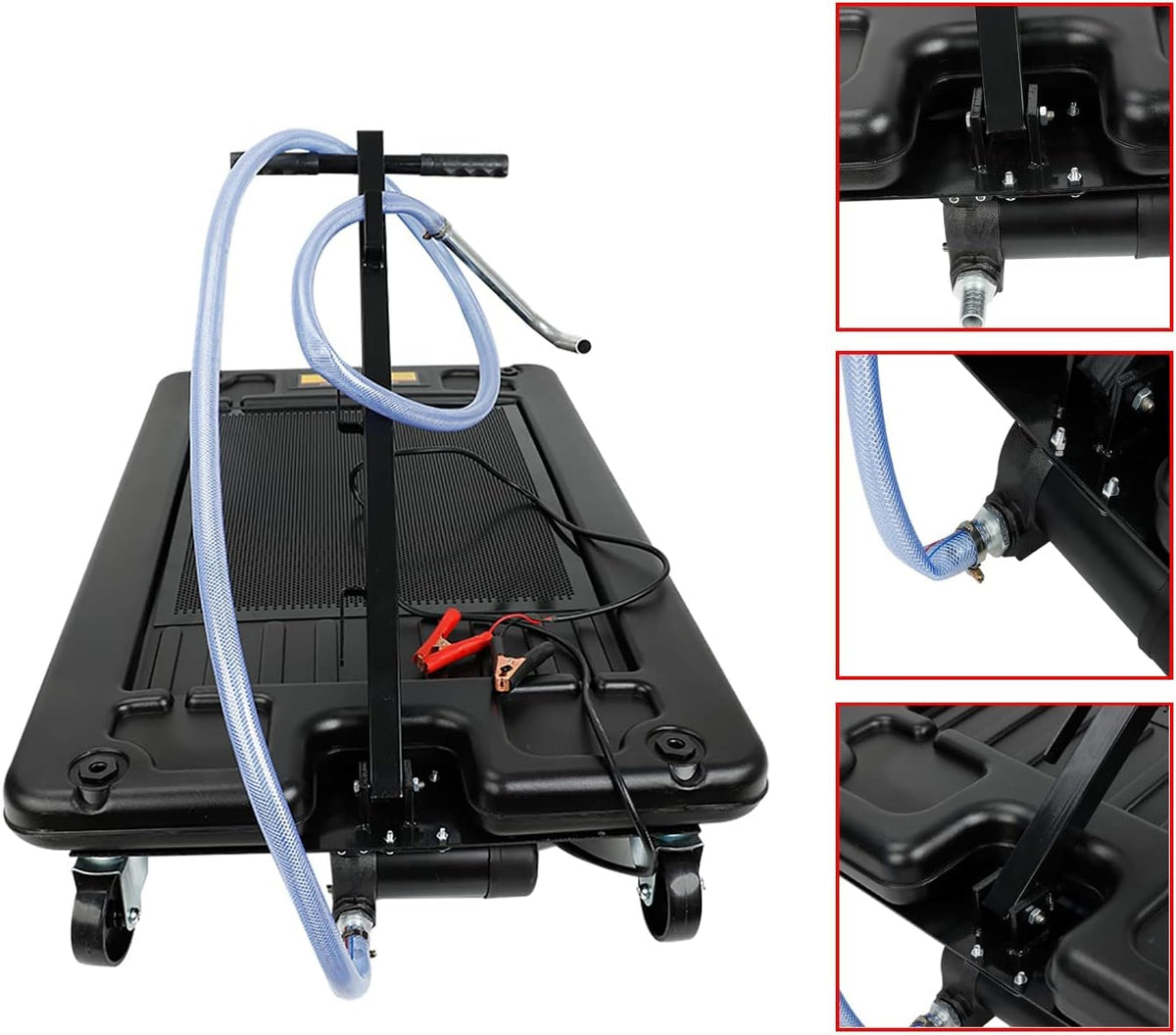 17 Gallon Low Profile Portable Oil Drain Pan with 12V DC Electric Pump U375