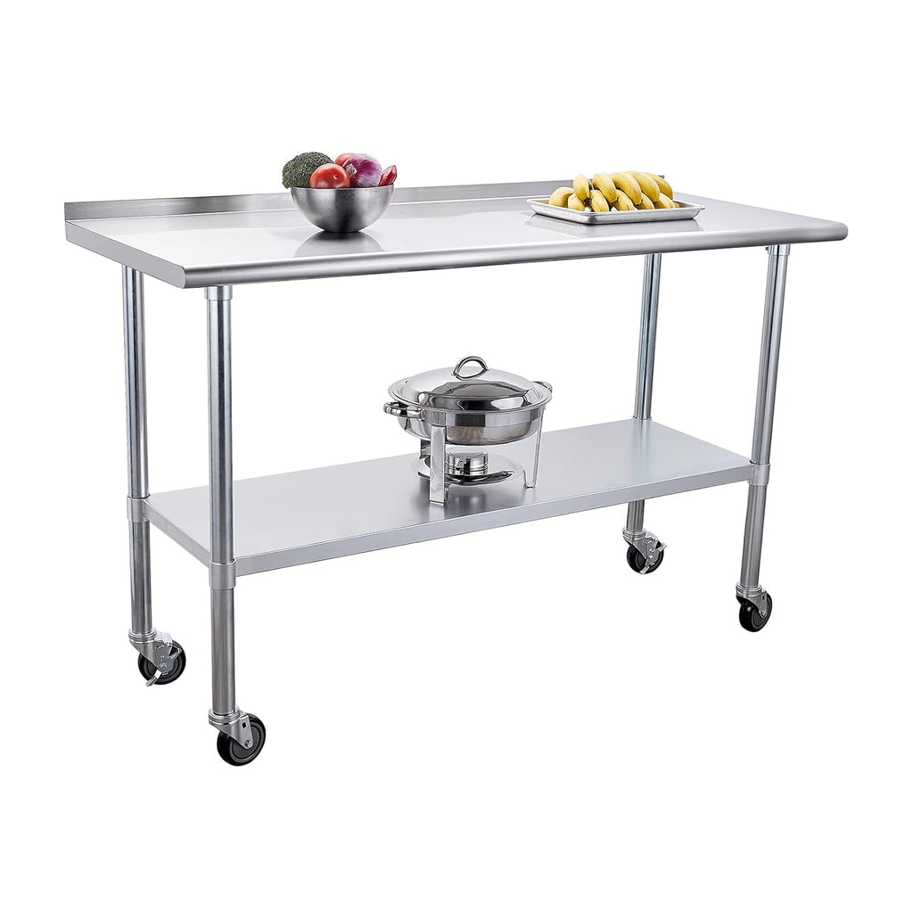 Stainless Steel Table 24 x 60 Inches with Caster Wheels and Undershelf P187
