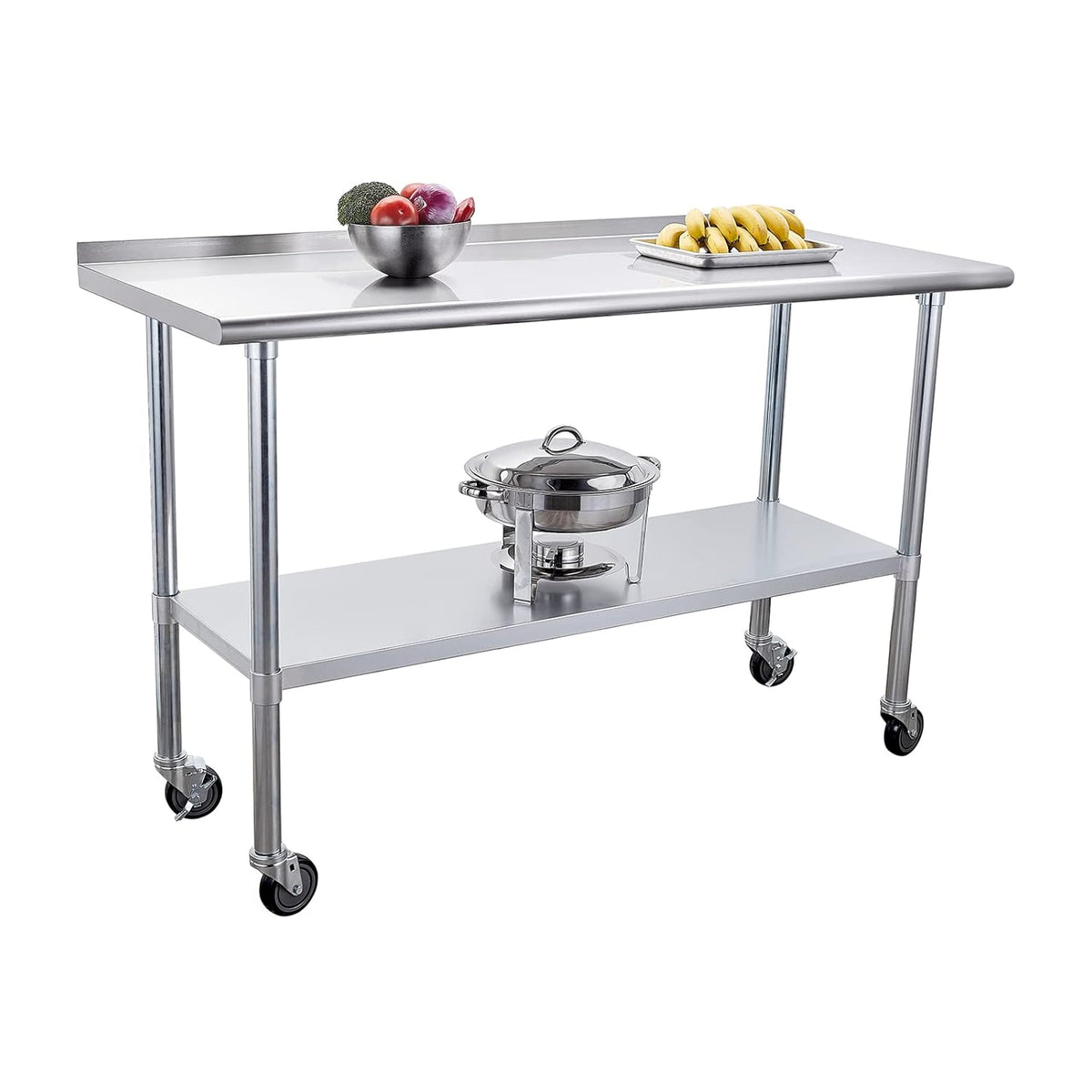 Stainless Steel Table 24 x 60 Inches with Caster Wheels and Undershelf P187