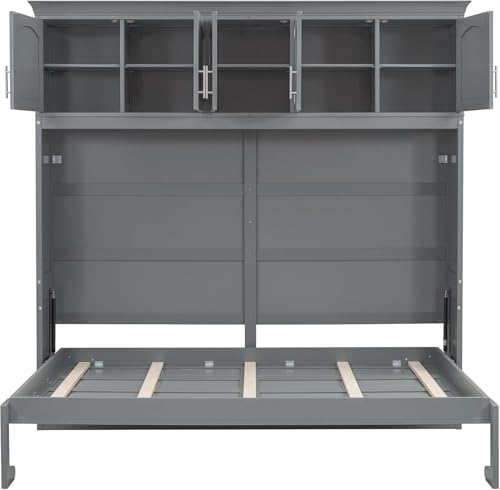 Queen Grey Wood Murphy Bed with Storage R41000