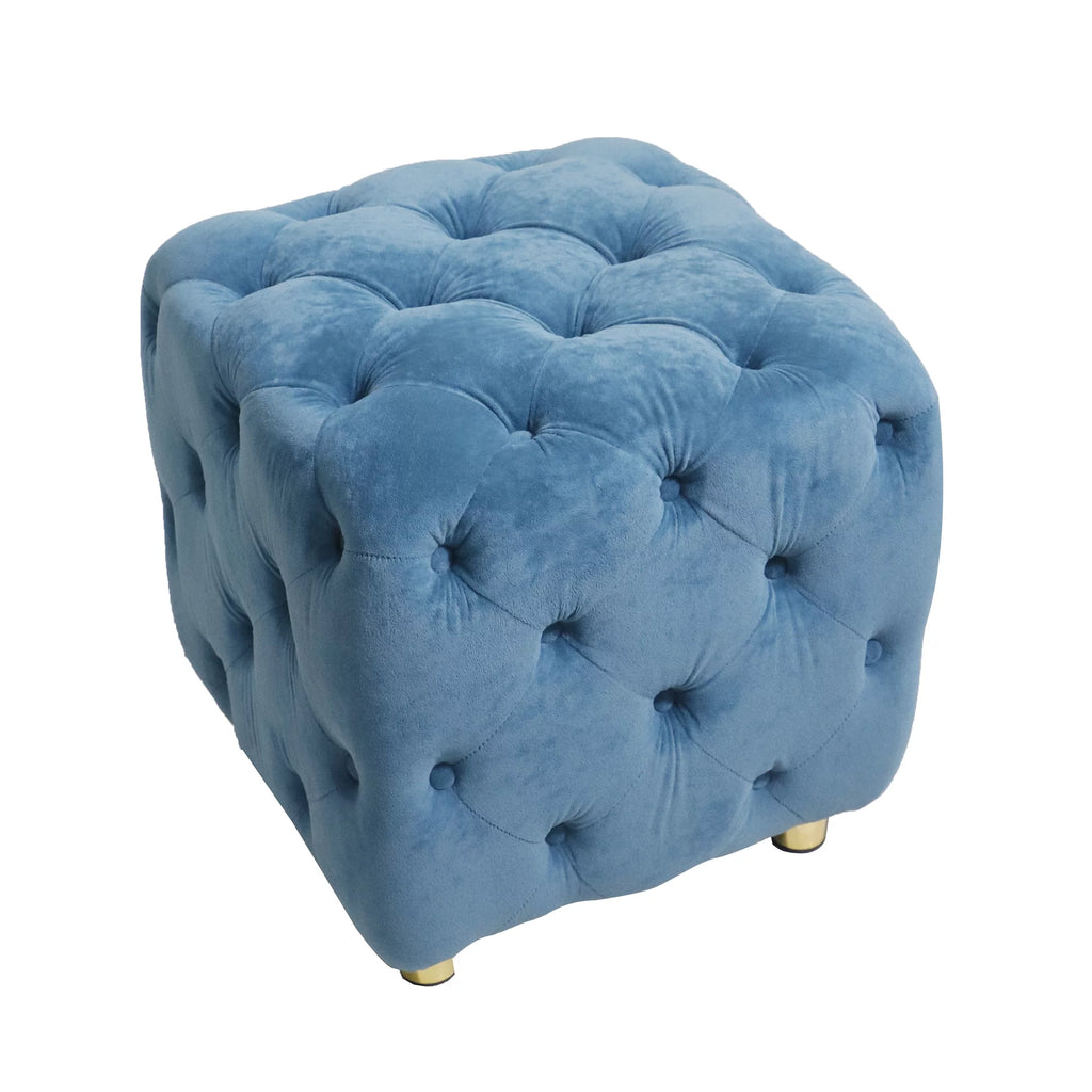 Velvet Tufted Square Ottoman X25574