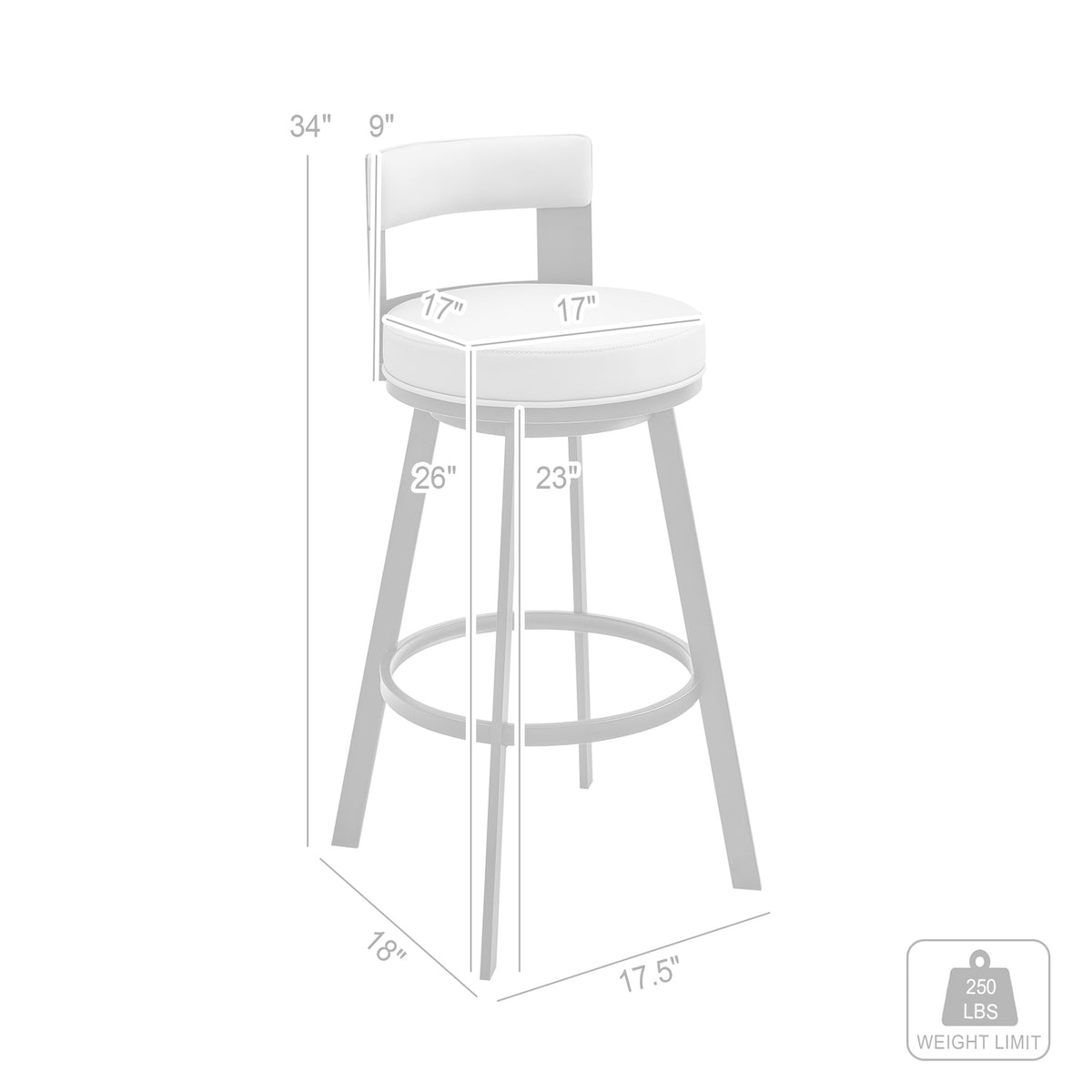 Swivel Faux Leather/Metal Counter Stool in Black/Chrome V937